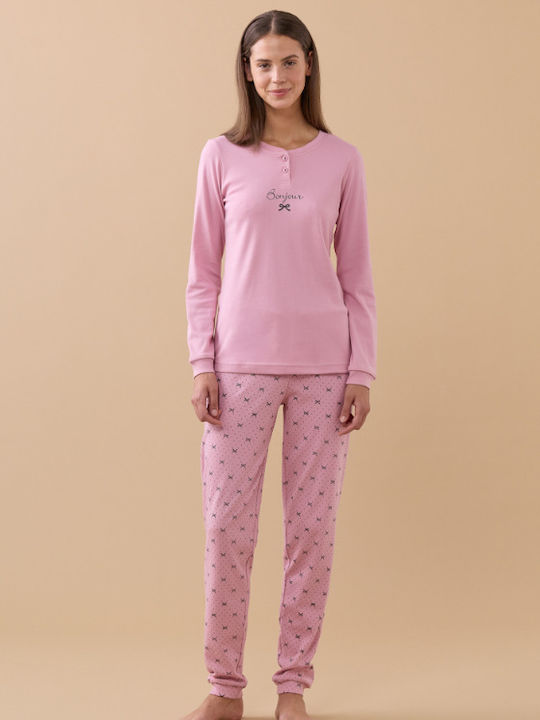 Noidinotte Winter Women's Cotton Pyjama Set Pink
