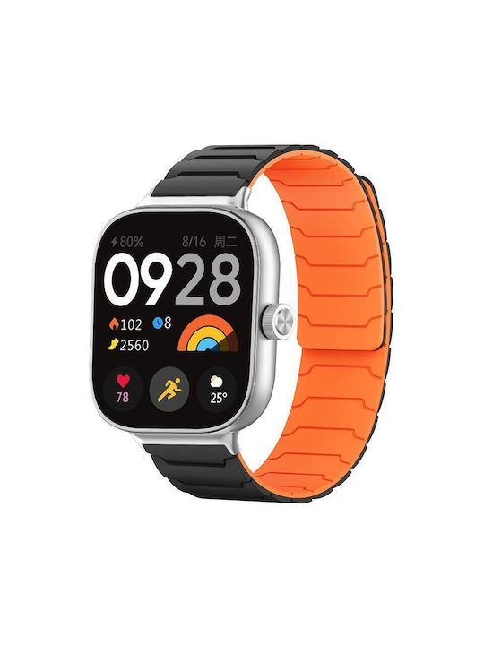 Xiaomi Band 10 Pro/9 Pro Redmi Watch 6 5 4 Xdfind Magnetic Silicone Watch Strap Black Orange