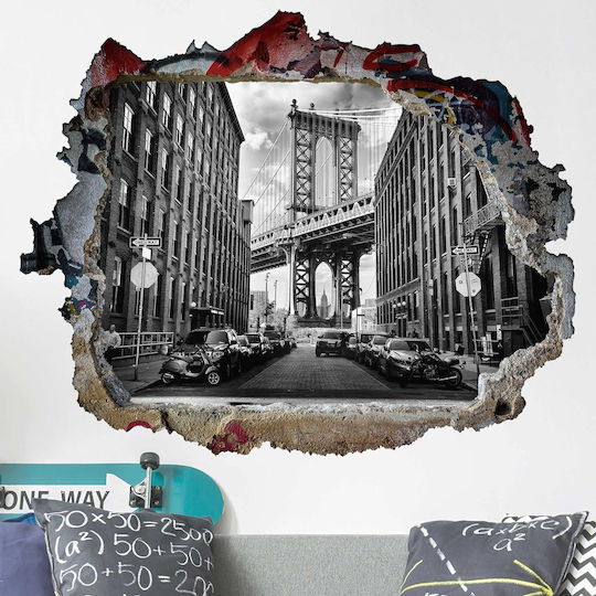 Dreidimensionales Wandsticker Brücke des Manhattan in Amerika 75x100cm