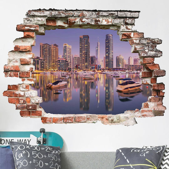 Dreidimensionales Wandsticker & Wandgemälde Dubai Aussicht 75x100cm