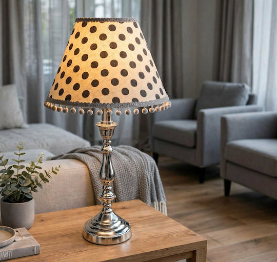 Tischlampe für E27 Fassung mit Grau Hut und Silber Basis