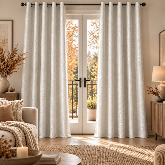My Home Luxury Curtain with Grommets Ecru 270x270cm