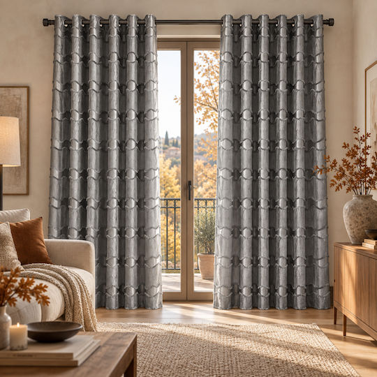 My Home Luxury Vorhang mit Grommet Grau 270x270cm