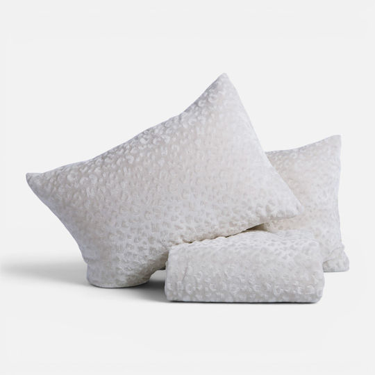 Nef-Nef Homeware Σε комплект Пликове за завивки 160x220cm Единичен с Калъфка за възглавница Екрю Екрю