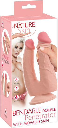 Nature Skin Biegbares Doppelter Dildo Mit Saugnapf Rosa