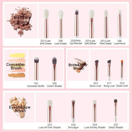 Jessup Beauty Set With Natural Bristle Make Up Brushes 12 Pieces