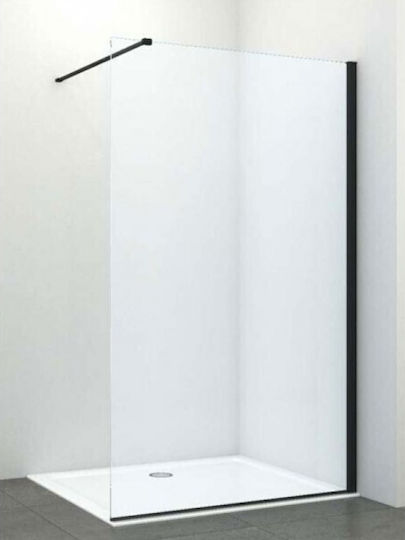 Crown Walk-in Shower Screen for Shower with Sliding Door 110x190cm Clear Glass Black