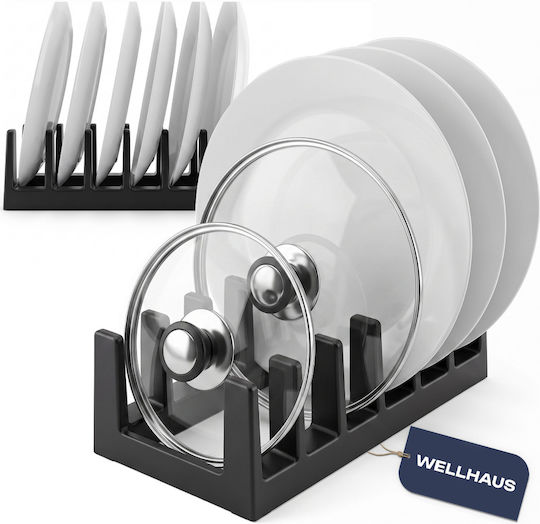 Wellhaus Suport pentru farfurii de dulap din plastic 28x14.5x9 cm Negru