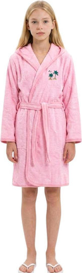 Ramel Kinderbademantel Rosa mit Kapuzen-