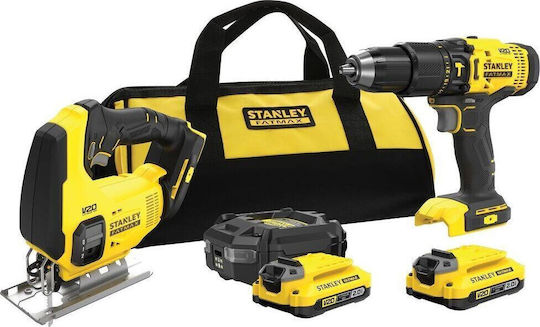 Stanley SFMCK212D2S Set Mașină de Găurit și Jigsaw 18V cu 2 Baterii 2Ah și Husă
