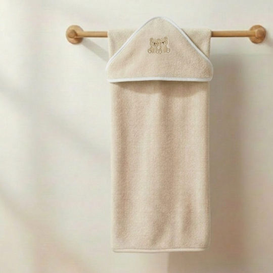 abo Βρεφικό Μπουρνούζι με Κουκούλα Bear Beige 75x75εκ.