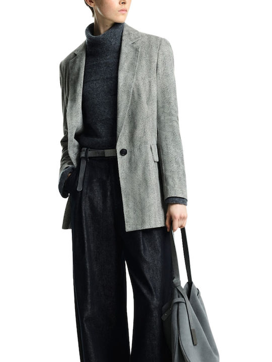 Emporio Armani Дамско кожено сако Сив