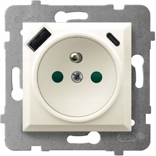 Ospel Aria priză electrică simplă încastrată ecru