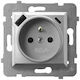 Ospel Aria Single Walled Power Socket with Lid Silver
