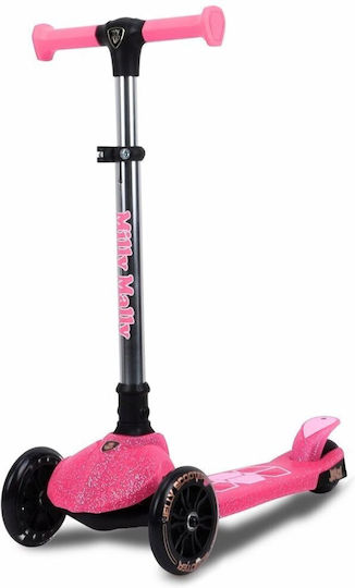 Milly Mally Kids Foldable Jelly 3-Wheel Scooter with LED Lighting for 3+ Years Pink