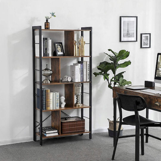 Bücherregal Schwarz Kaffee 74x30x154,5cm