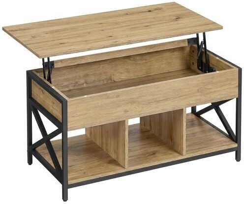 Rechteckiger Zentraler Kaffeetisch Holz Mit Hebemechanismus Artisan M100xT50xH49cm