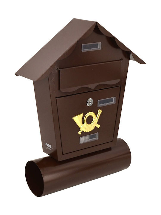 AWTools Țeavă De Șemineu Cutie Poștală Metalică În Culoare Maro 37x47x10cm