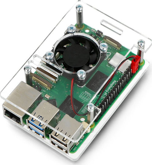 Gravlaser Отворен Калъф за Raspberry Pi 5 Вентилатор Прозрачен