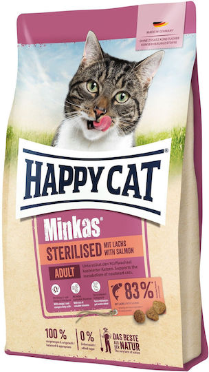 Happy Cat Dry Cat Food for Adult Neutered Cats with Salmon 0.5kg