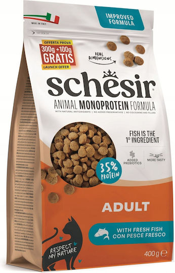 Schesir Dry Cat Food for Adult Cats with Fish / Salmon 0.4kg