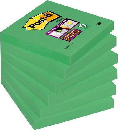 Staples Sticky Memo Pads Cube 90 Green Sheets 7.6x7.6cm Set 6 Pieces