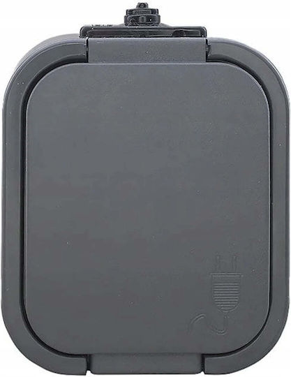 Orno Single External Waterproof Power Socket with Lid Grey