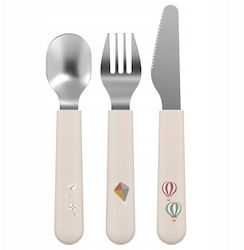 Mepal Set De Linguri Pentru Bebeluşi Şi Tacâmuri Pentru Copii Din Plastic Bej 3 Bucăţi