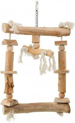 Panama Pet Vogelkäfigzubehör Schaukel für Papageien aus Hölzernes 42x27cm