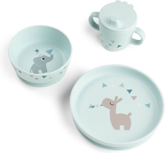 Done by Deer Feeding Set from Plastic with Anti-Slip Base Blue 3 Pieces