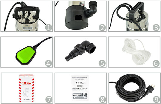 NAC Einphasige Tauchpumpe Abwasser/Abwasser Motor 750W 14821649