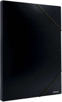 Metron File Box with Rubber Band 25 x 33 x 3 Cm Transparent Black