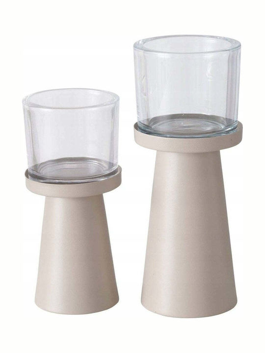 Boltze Set Kerzenhalter Glas in Transparent Farbe 23x23cm 2Stücke
