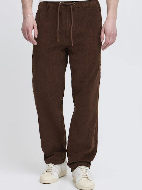 Blend Men's Elastic Loose Fit Brown Trousers