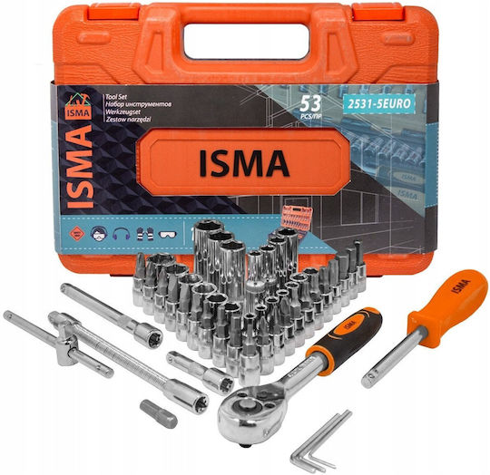 ISMA Fieldmann Ratschen- und Steckschlüssel-Set 1/4" 53 Stück