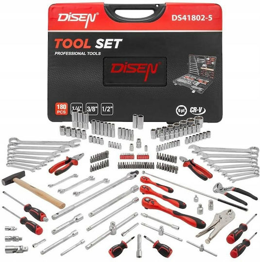 Ratchet with Sockets 1\4" & 3\8" & 1\2" 180pcs