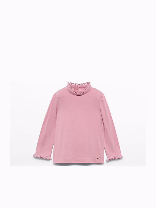 Abel & Lula Kids Turtleneck Long Sleeve Pink