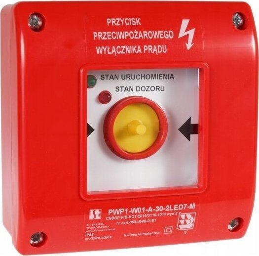 Spamel Manual Fire Switch Button Pwp1 1nc Hammer Cnbop Certificate 2led Green Red 230v