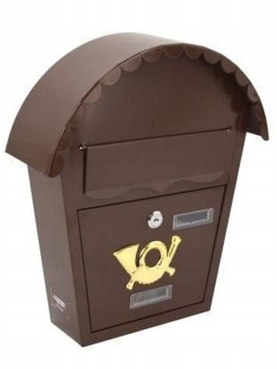 AWTools Țeavă De Șemineu Cutie Poștală Metalică În Culoare Maro 32x37x10cm