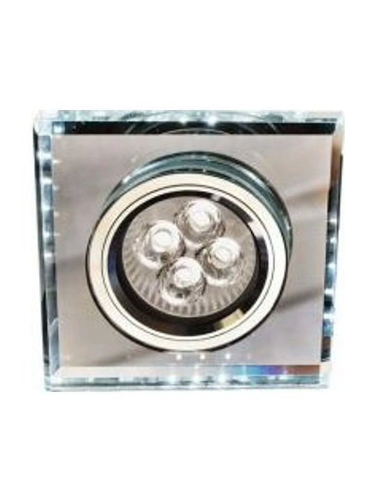 Candellux Spot Pătrat Sticlă De Tavan Incastrat Cu Dulie GU10 Alb