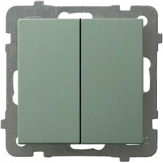 Ospel Recessed Wall Switch Double Without Frame Medium Green
