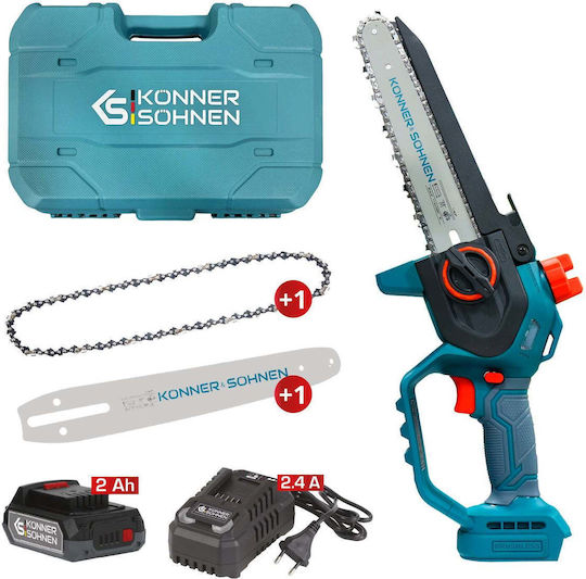 Könner & Söhnen Battery Pruning Chainsaw 1x2Ah Brushless 20V 1.45kg with 20.32cm Blade