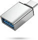 USB-C мъжки към USB-A женски OTG адаптер Type-C към стандартен USB 3.0 конвертор сребрист