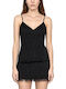 Women's Crop Top Sleeveless with V-Neck Black