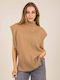 Women's Sleeveless Woolen Sweater Beige