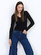 Women's Blouse with V-Neck Black