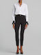 Women's Fabric Trousers with Elastic Black