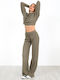 Women's Fabric Trousers with Elastic Khaki