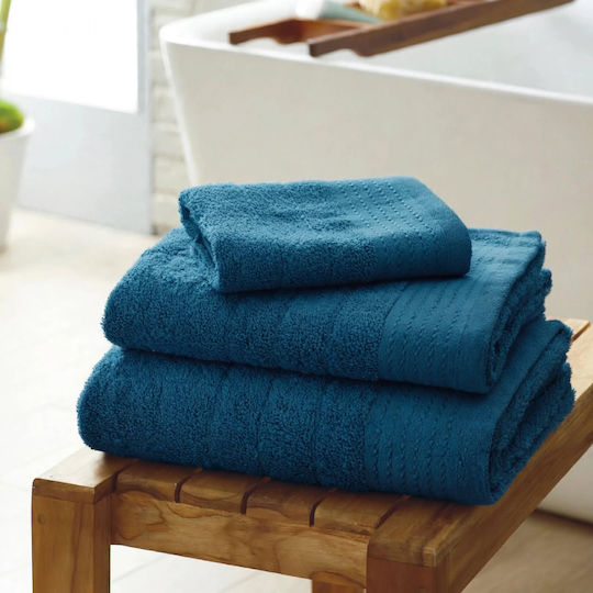 Isadore Lorraine Set Bath Towels 3 Pieces Petrol Blue Weight 500gsm