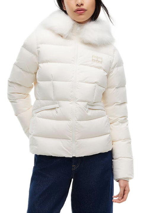 Tommy Hilfiger Дамско Puffer яке за зима екрю